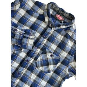 Mambo Australia Mens Blue Plaid Button Up Long Sleeve Shirt Size‎ L